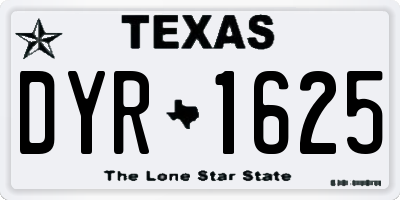 TX license plate DYR1625