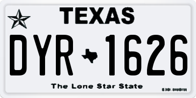 TX license plate DYR1626