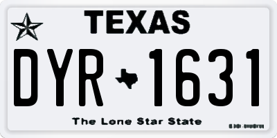TX license plate DYR1631