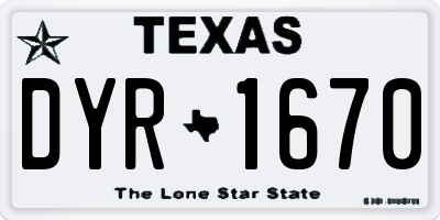TX license plate DYR1670