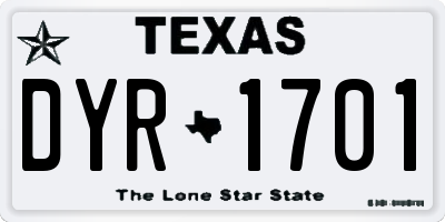 TX license plate DYR1701