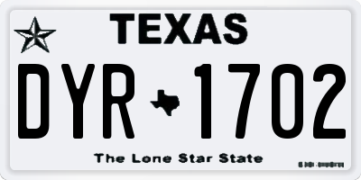 TX license plate DYR1702