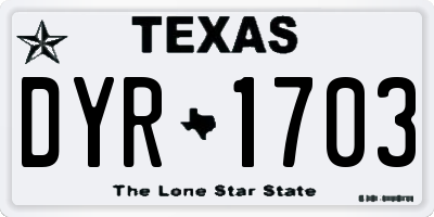 TX license plate DYR1703