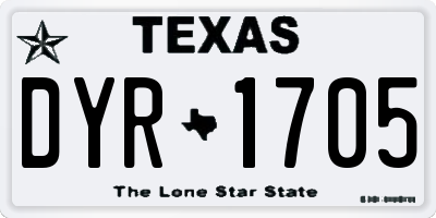 TX license plate DYR1705