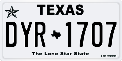 TX license plate DYR1707