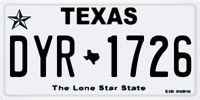 TX license plate DYR1726