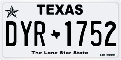 TX license plate DYR1752