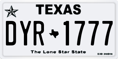 TX license plate DYR1777