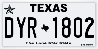 TX license plate DYR1802