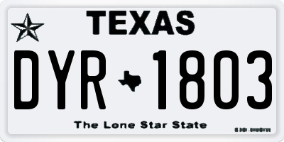 TX license plate DYR1803