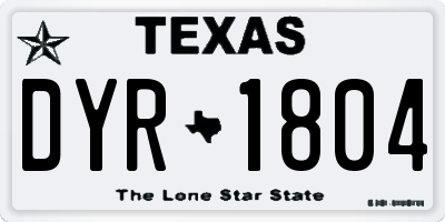 TX license plate DYR1804