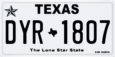 TX license plate DYR1807