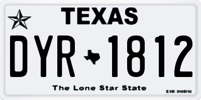 TX license plate DYR1812