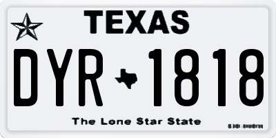 TX license plate DYR1818