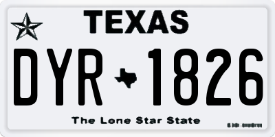 TX license plate DYR1826