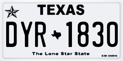 TX license plate DYR1830