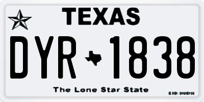 TX license plate DYR1838