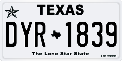 TX license plate DYR1839