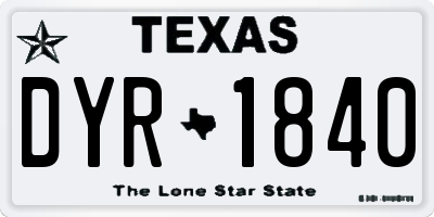 TX license plate DYR1840
