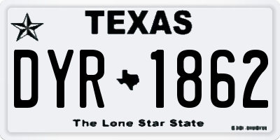 TX license plate DYR1862