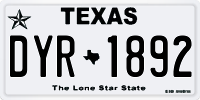 TX license plate DYR1892