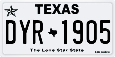 TX license plate DYR1905