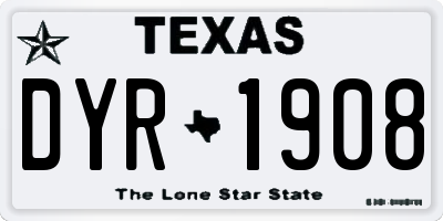 TX license plate DYR1908