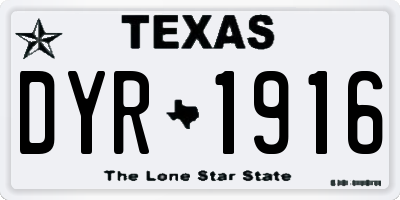 TX license plate DYR1916
