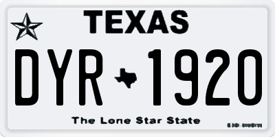 TX license plate DYR1920