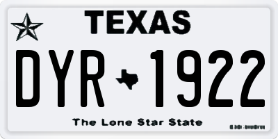 TX license plate DYR1922