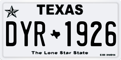 TX license plate DYR1926