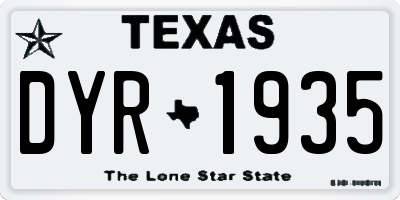 TX license plate DYR1935