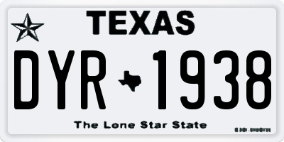 TX license plate DYR1938