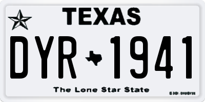 TX license plate DYR1941