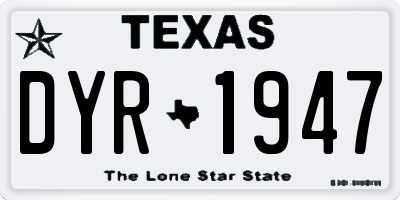 TX license plate DYR1947