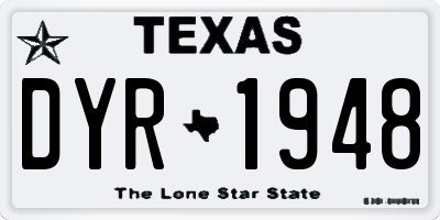 TX license plate DYR1948