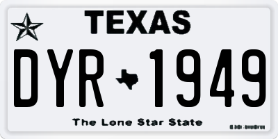 TX license plate DYR1949