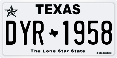 TX license plate DYR1958