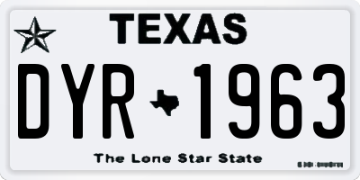 TX license plate DYR1963