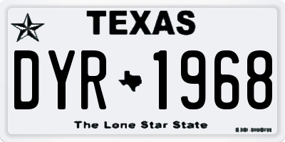 TX license plate DYR1968