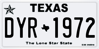 TX license plate DYR1972