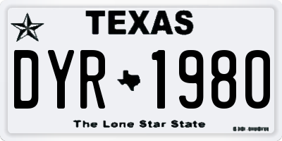 TX license plate DYR1980