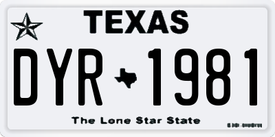 TX license plate DYR1981
