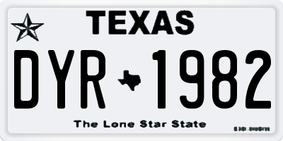 TX license plate DYR1982