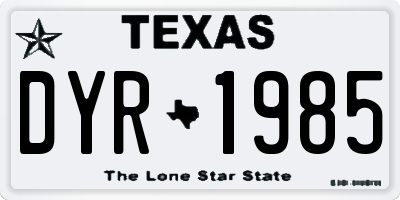 TX license plate DYR1985