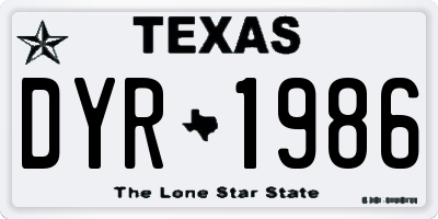 TX license plate DYR1986
