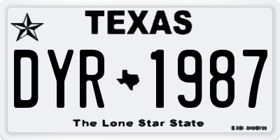 TX license plate DYR1987