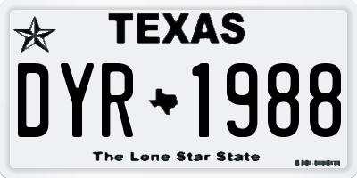 TX license plate DYR1988