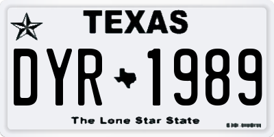 TX license plate DYR1989