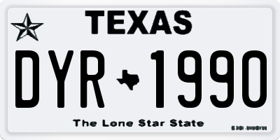 TX license plate DYR1990